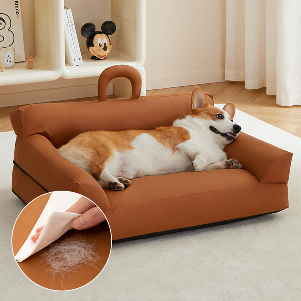 Erhöhtes Haustiersofa mit Ergonomischer Rückenlehne und Wasserdichtem Material - Modernes Bett für Hunde und Katzen, Größe M 65 x 50 x 24 cm-5