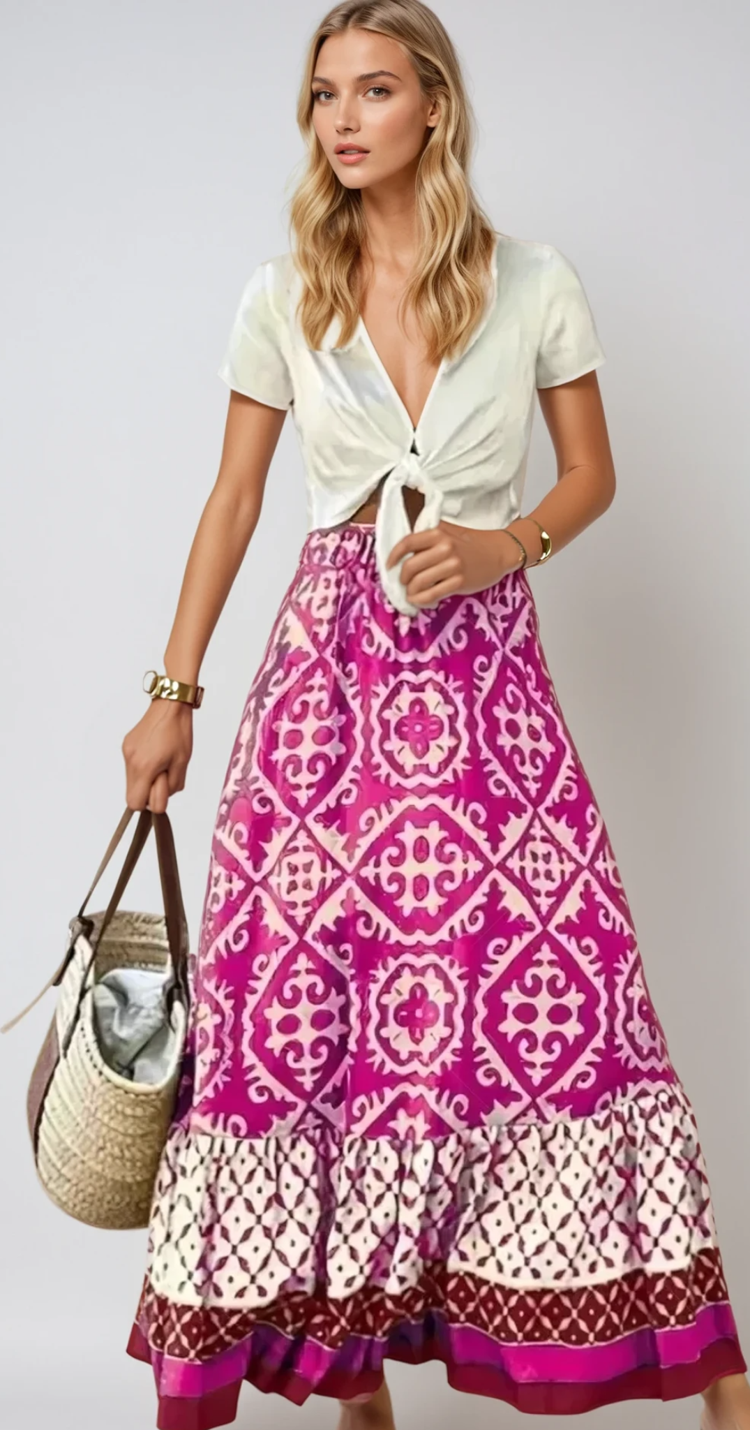 MAYA – Retro Boho Lange Sommerrock aus Leichtem Stoff