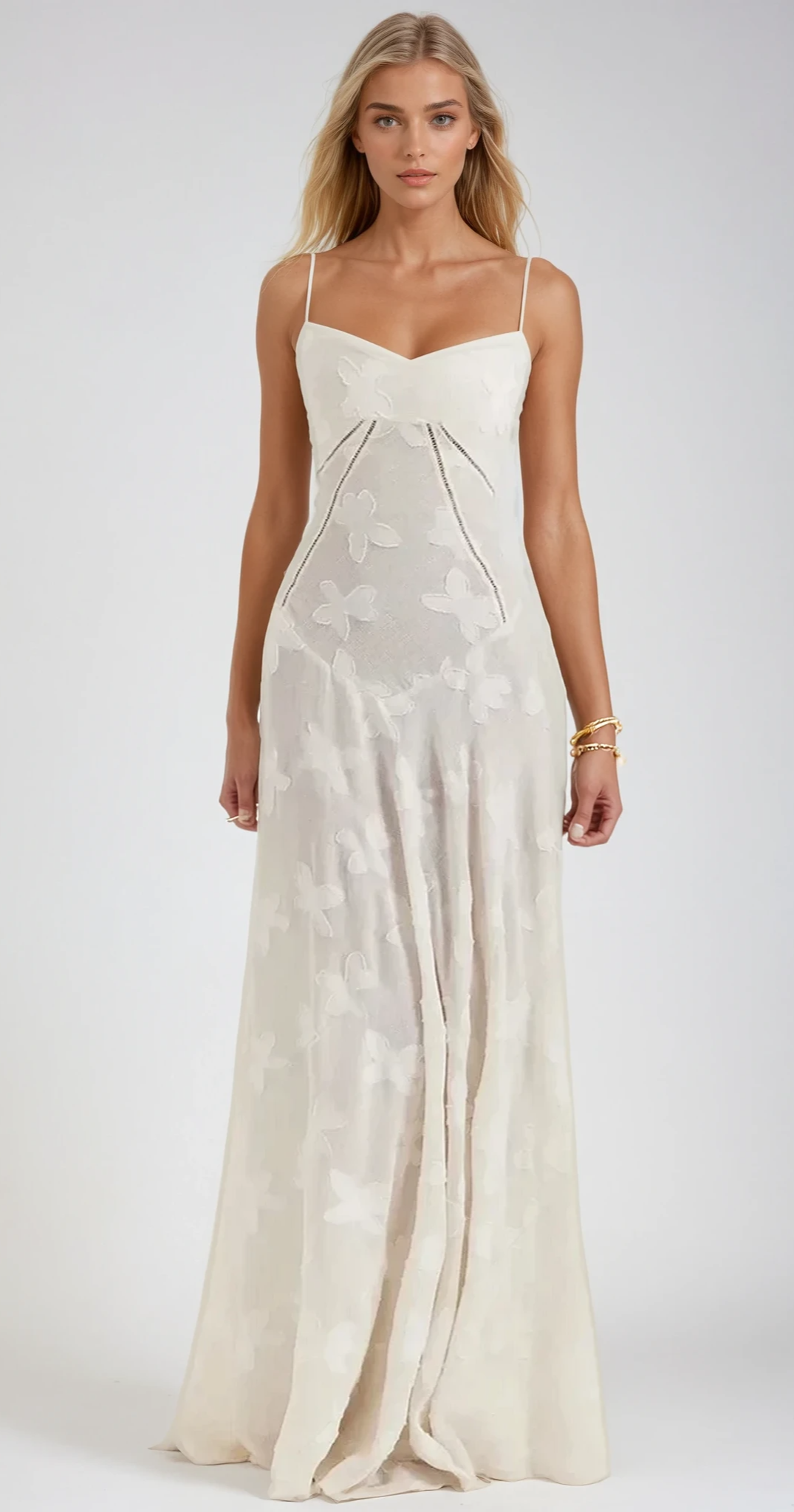 ELEGANT CHIC MAXIKLEID – Elegantes Kleid mit V-Ausschnitt und Flügelärmeln