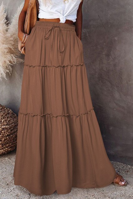 Variant image for Damen Tüllrock Hohe Taille Elastisch Leicht Sommer Rock S M L XL-5
