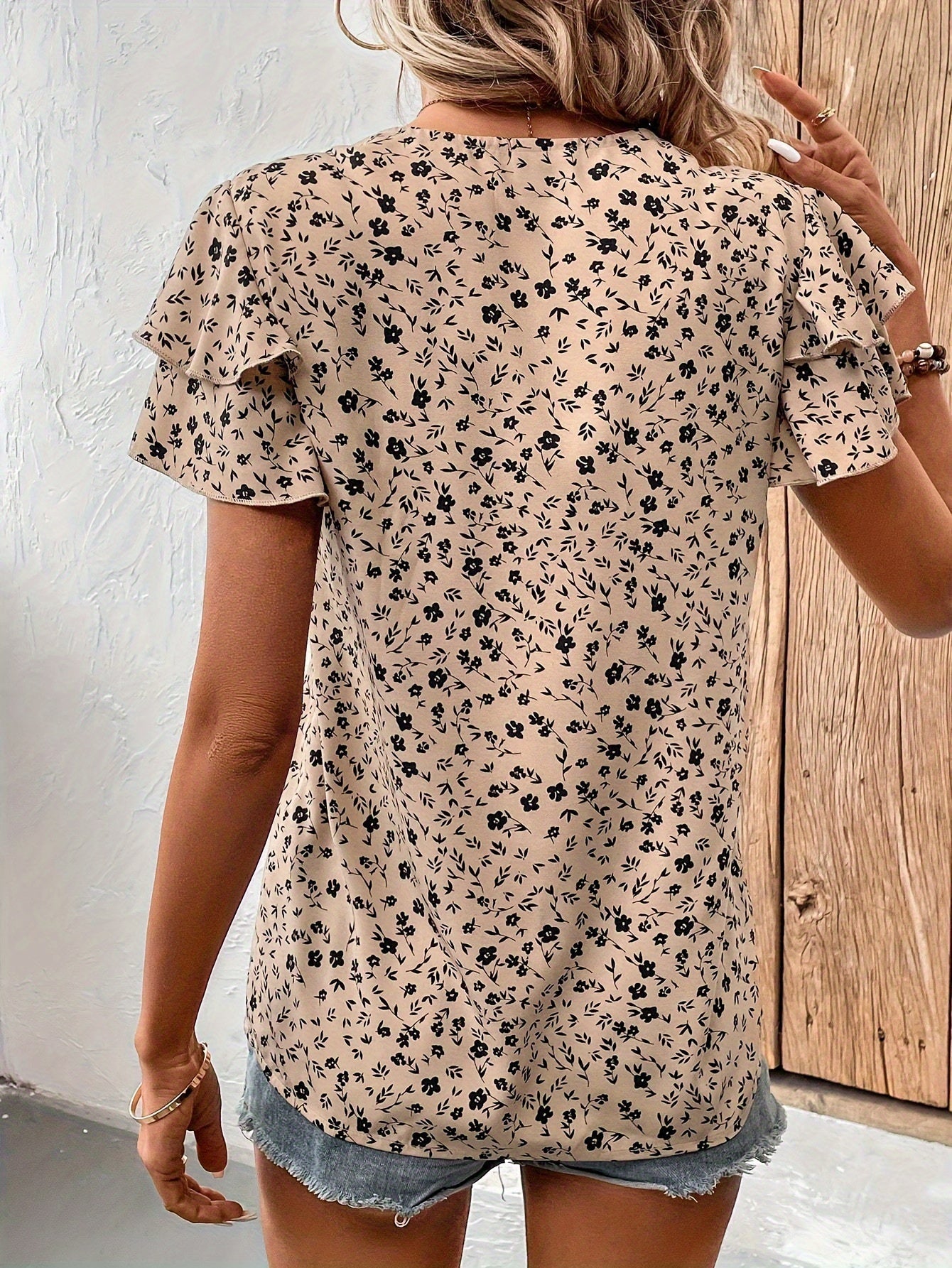 Beige Floral Blouse