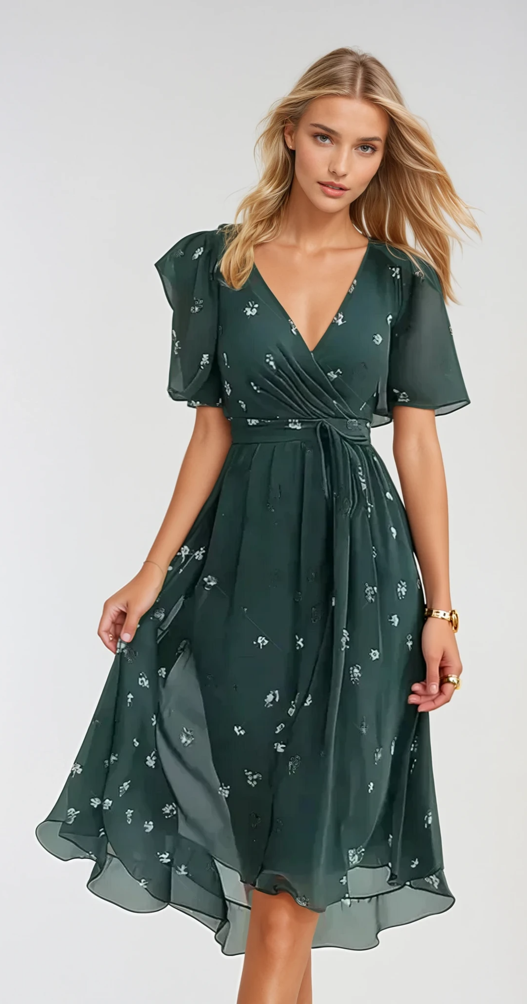 SIENNA – Elegantes Sommerkleid mit V-Ausschnitt und Flügelärmeln