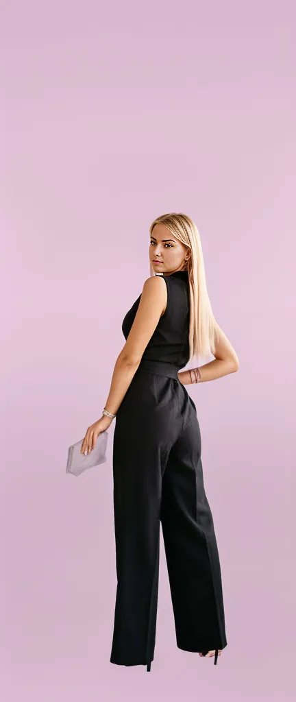 Damen Jumpsuit Schwarz Weiß Elegant Bequeme Passform Vielseitig Festlich Overall-4