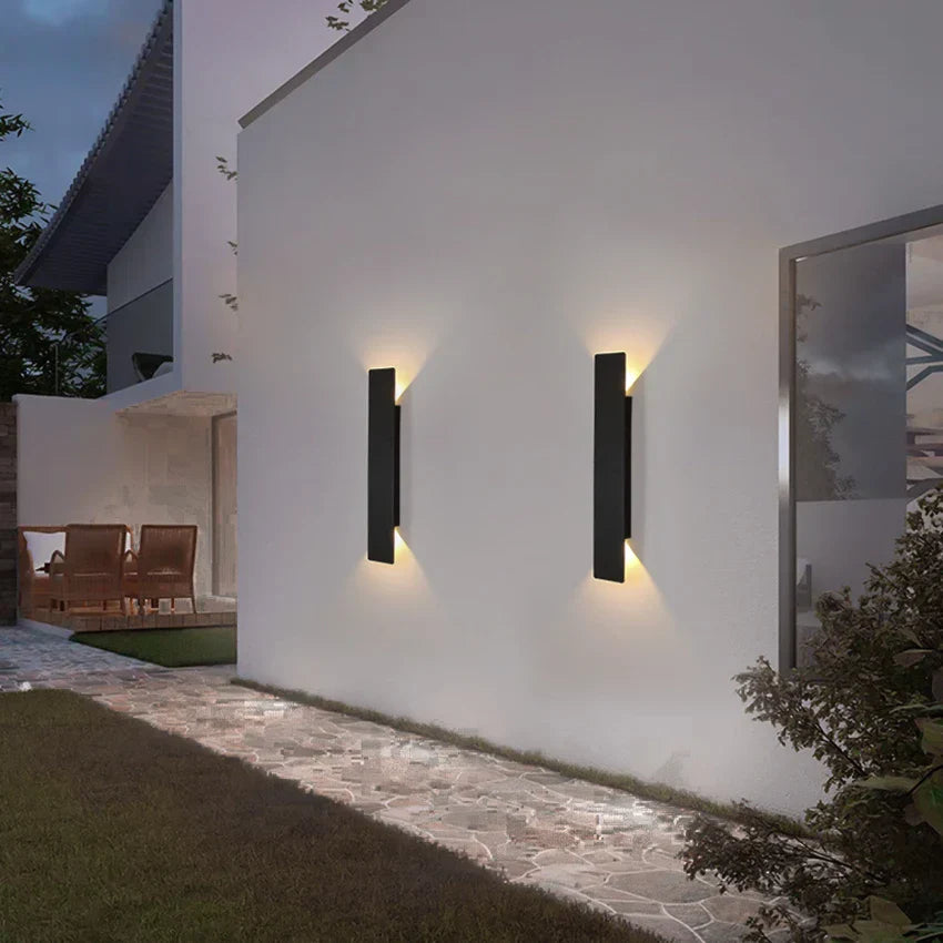 Wasserdichte Außenwandleuchte IP65 aus Aluminium und Glas, Rechteckig, Schwarz - LED Wandleuchte Außen für Stilvolle Außenbereiche-4