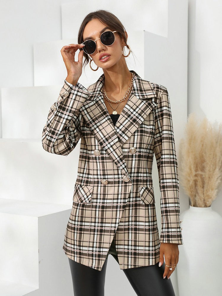 Beiger karierter Blazer