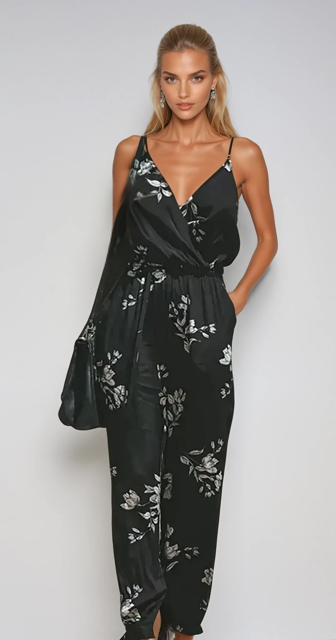 MAYA – Bedruckter Chic Jumpsuit mit Kurzarm und Gürtel