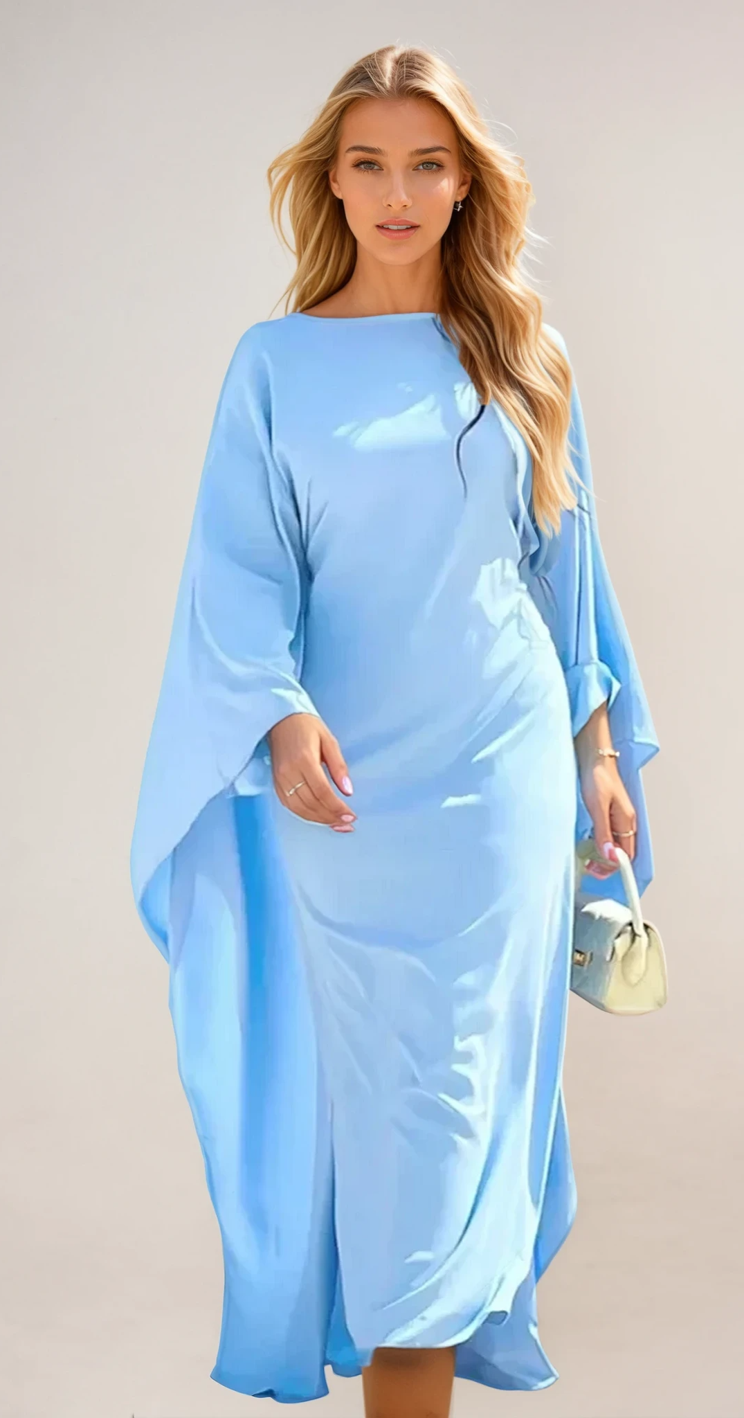 CELIA – Elegantes Kleid mit Batwing-Ärmeln und V-Ausschnitt