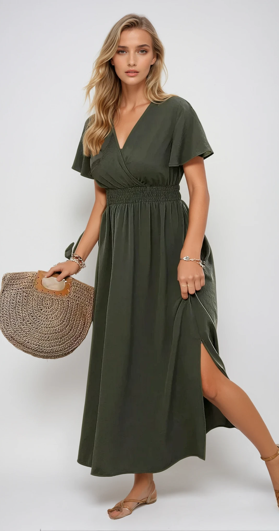 MIA – Elegantes Sommerkleid aus Leinen mit V-Ausschnitt