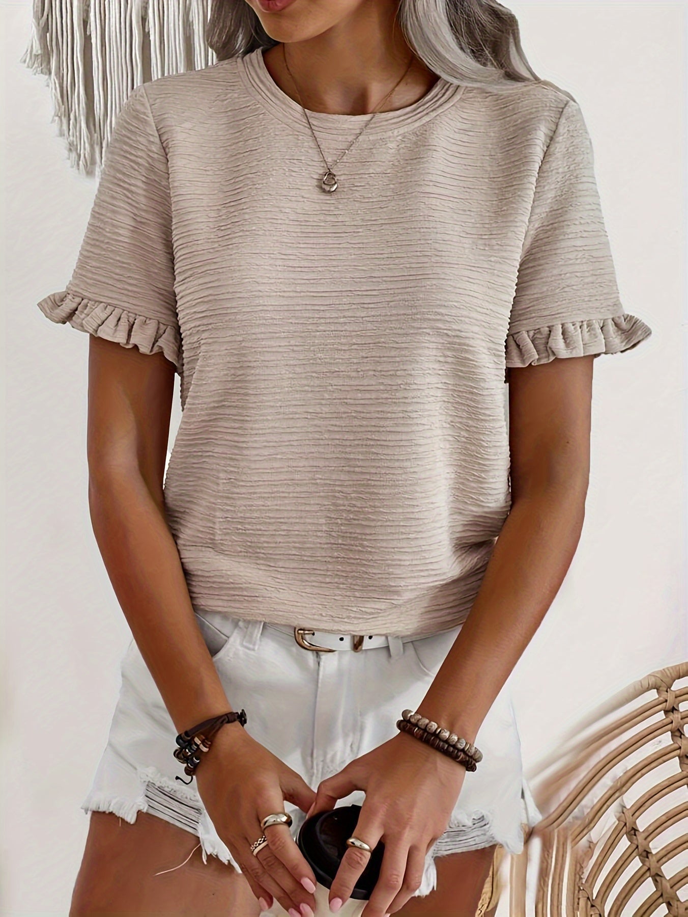 T-Shirt mit Rüschenärmeln | Elegante Note für jeden Anlass