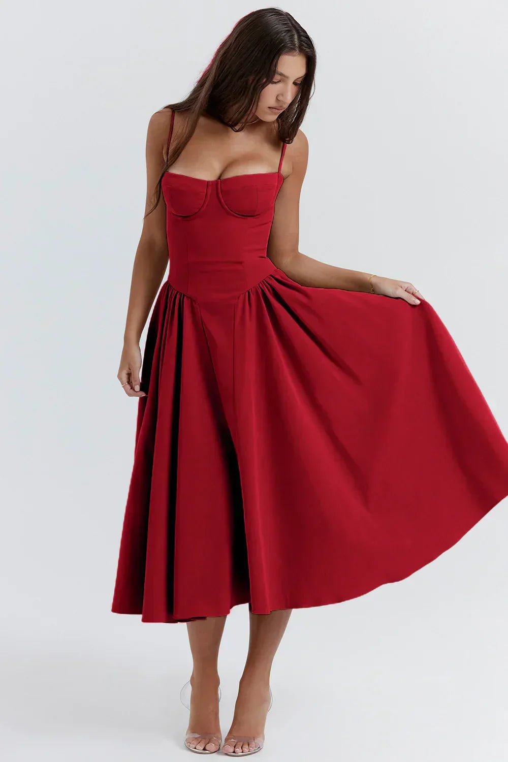 MAYA – Chic Corsagen-Midi-Sommerkleid für besondere Anlässe