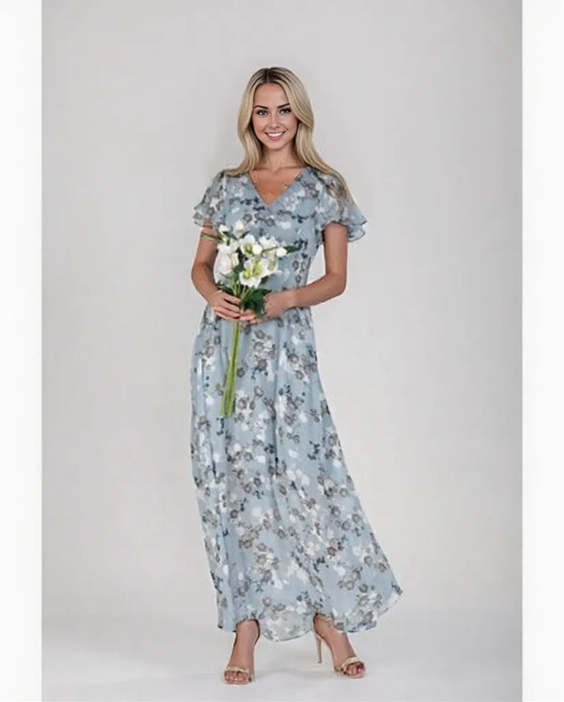 Damen Sommerkleid Blumendesign Luftig Vielseitig S M L XL 2XL 3XL Hochzeitsgast Kleid-2