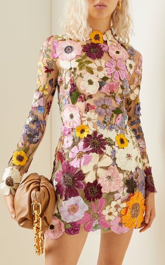 Damen Kleid Hochzeitsgast Ärmellos 3D Blumenstickerei Festliche Kleider S-XL-1