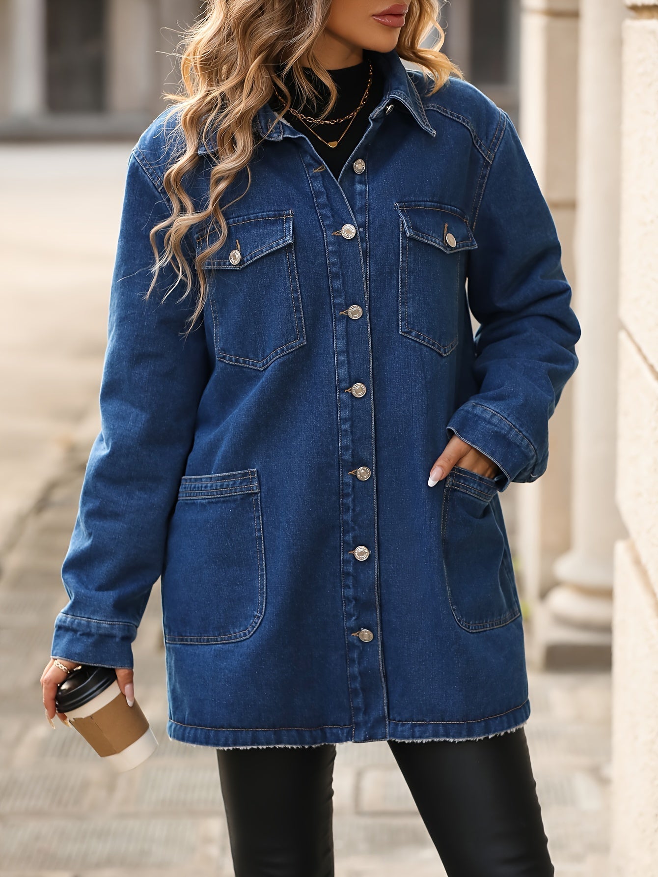 Denim-Jacke mit Fleece-Futter | Lässiger Stil und gemütliche Wärme