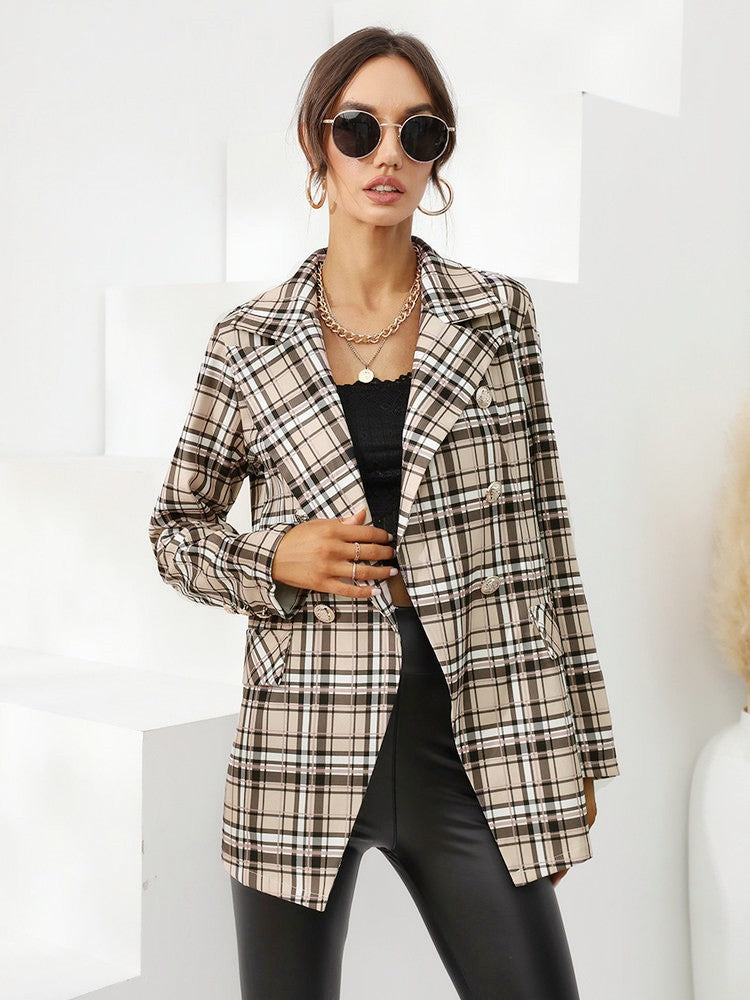 Beiger karierter Blazer
