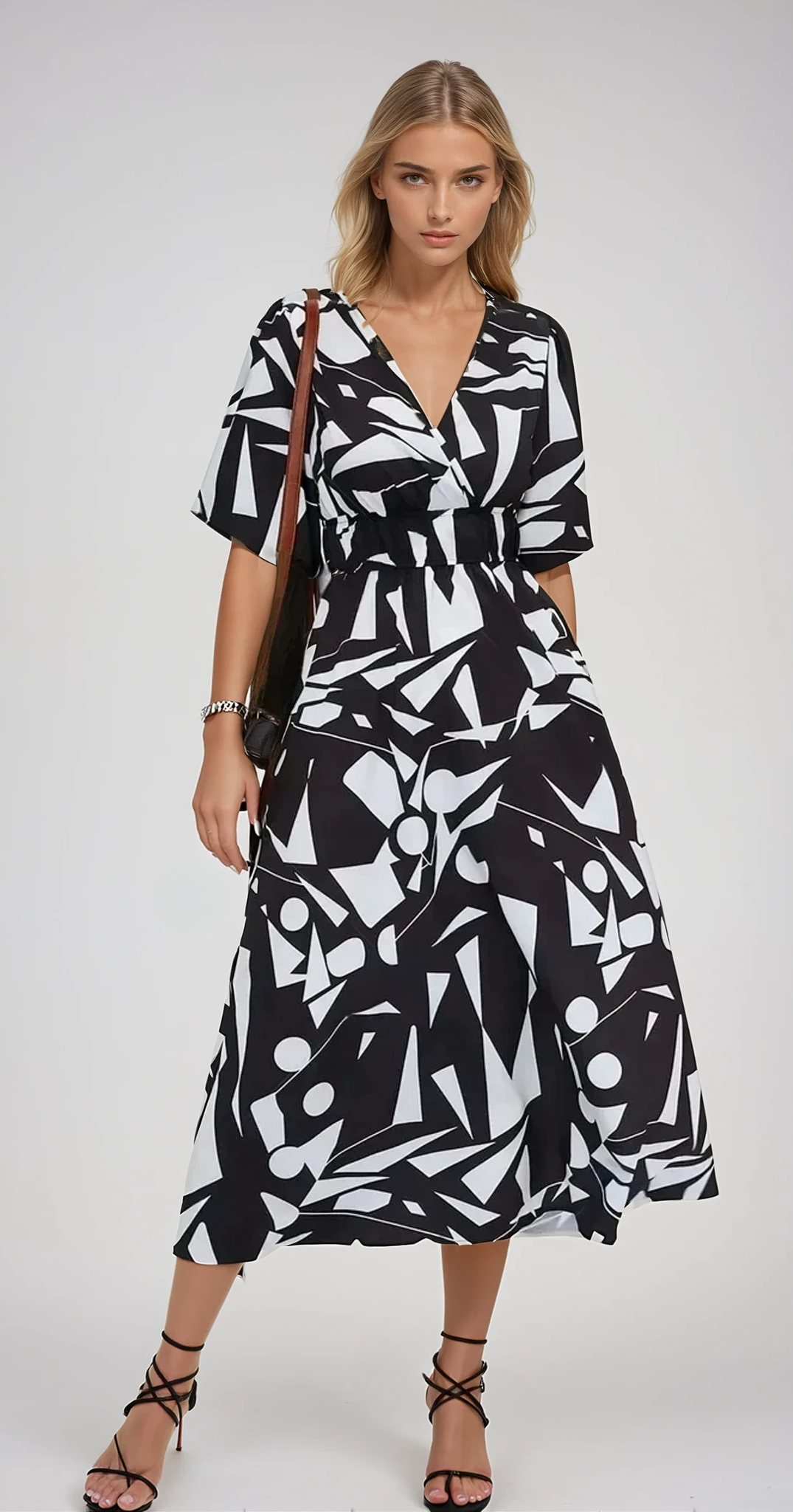 BREEZY CHARM – Bedrucktes Kleid mit Ballonärmeln
