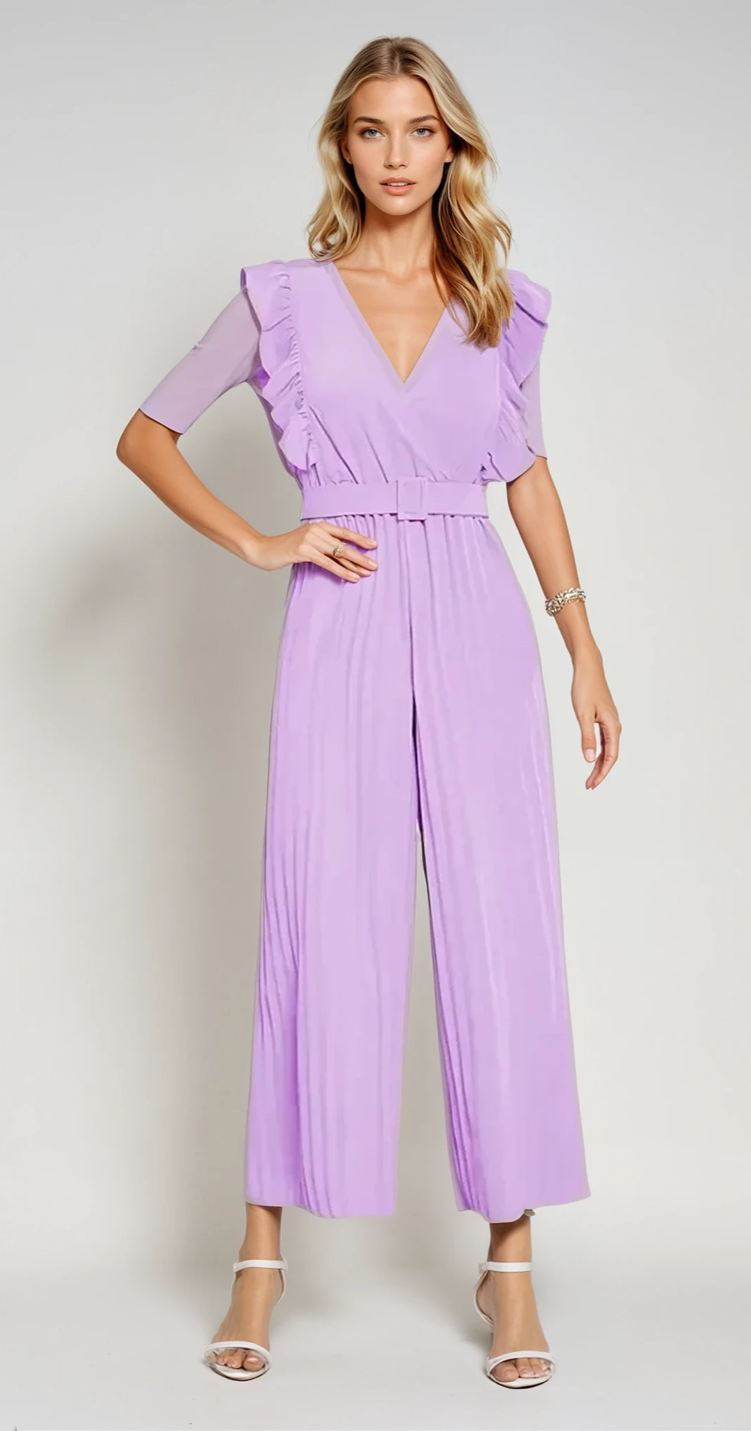 ELLA – Sommer Midi Kleid mit V-Ausschnitt und Gürtelschlaufe