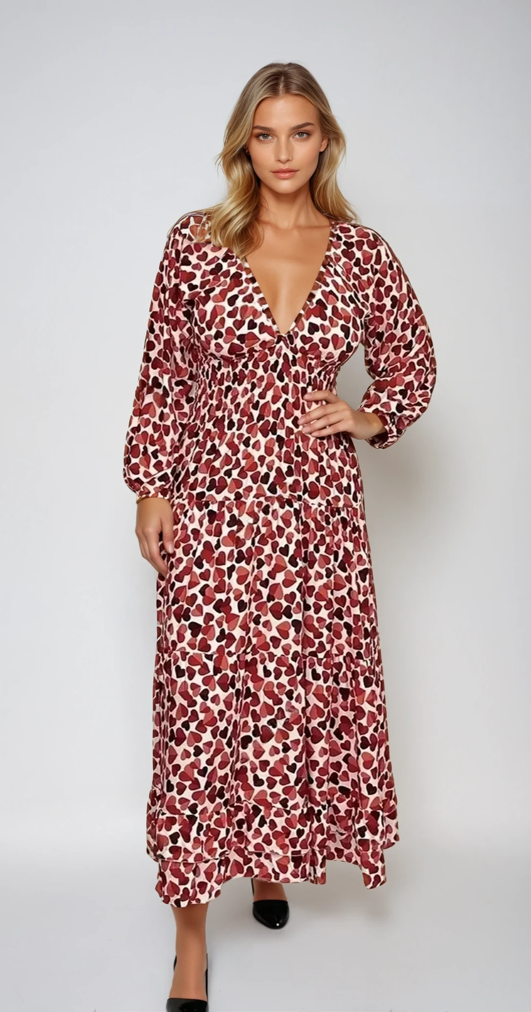 ELARA – Smocked Midi Kleid für Feminine Eleganz
