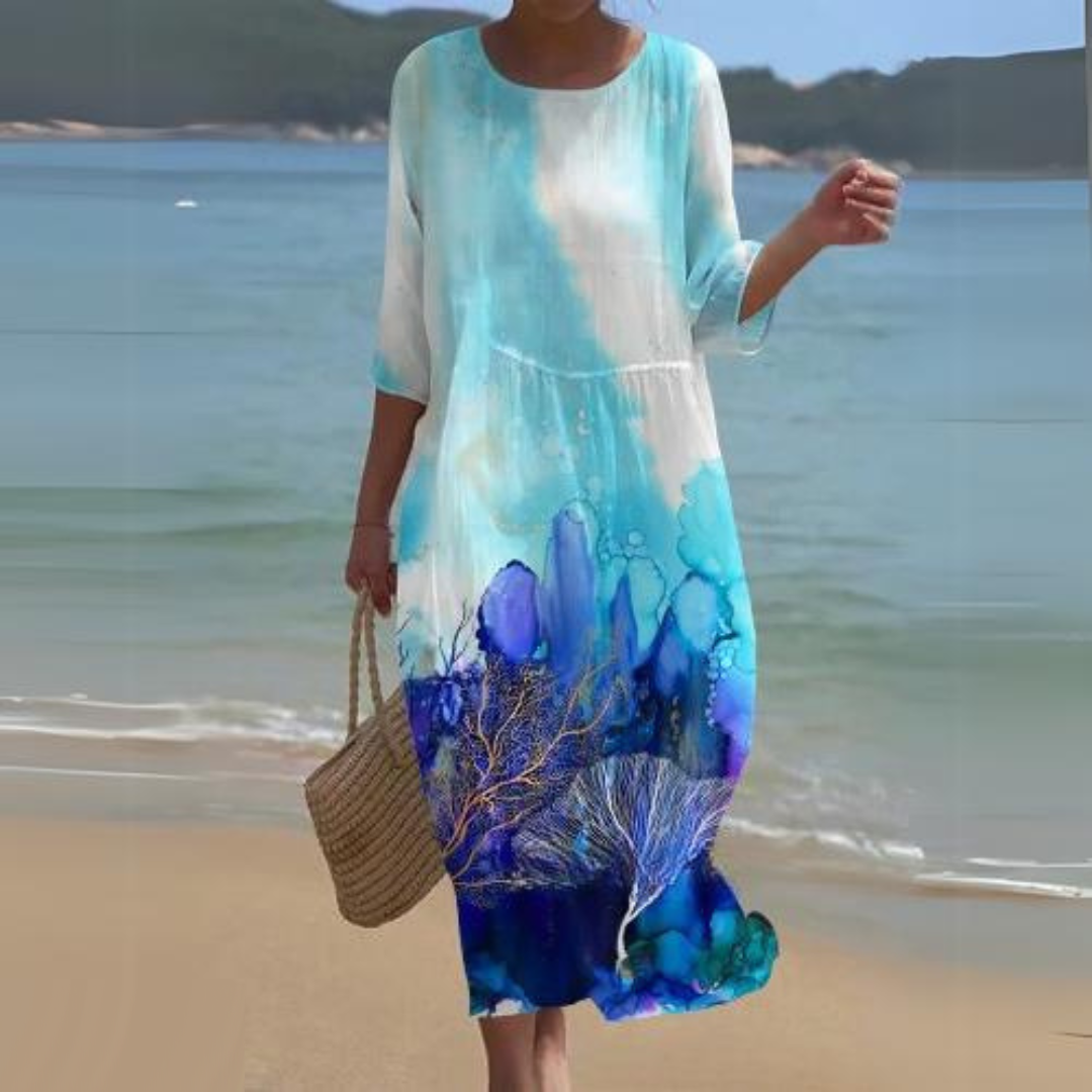 ARIA – Zeitloses Elegantes Midikleid mit Taillengürtel