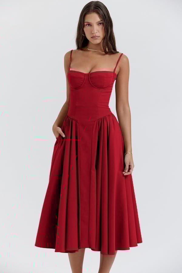 MAYA – Chic Corsagen-Midi-Sommerkleid für besondere Anlässe