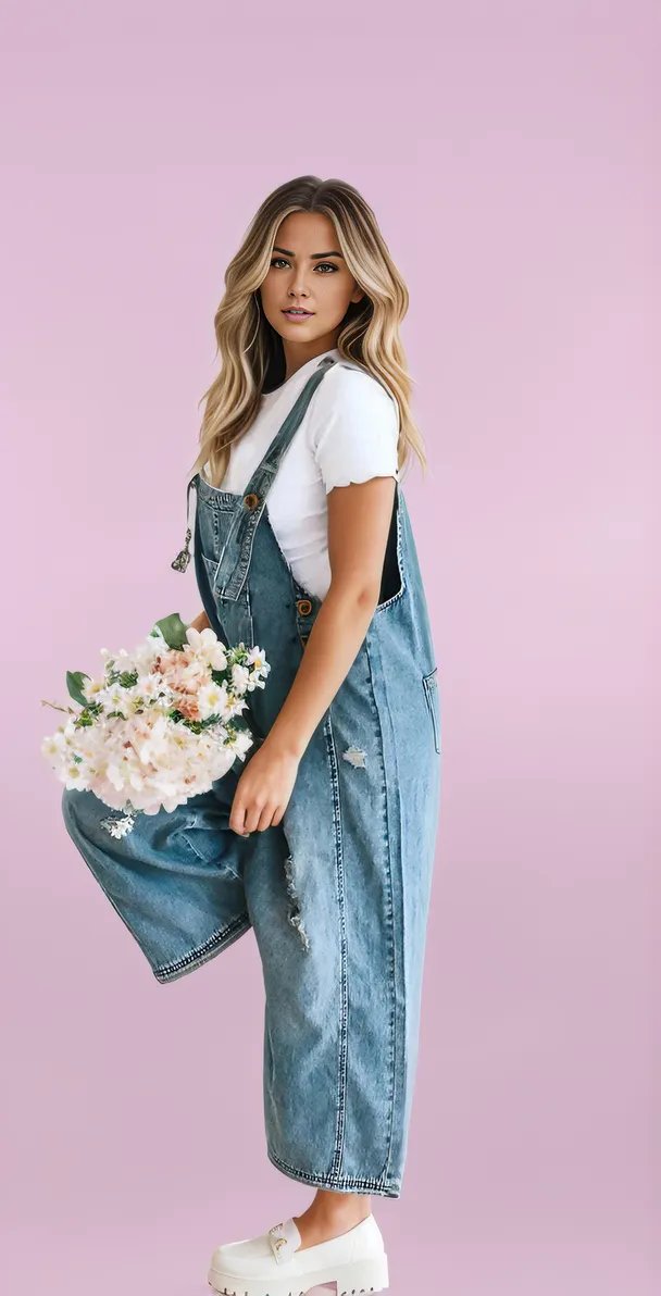 Damen Jumpsuit Zerrissene Denim Overall Entspanntes Fit Verstellbare Träger Slouchy Passform-5