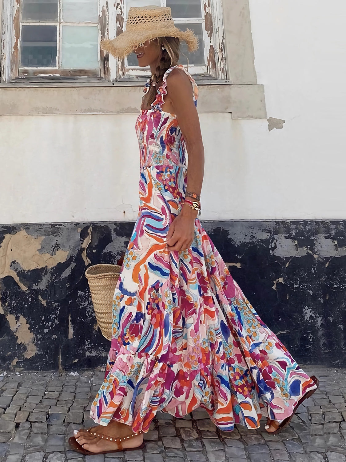 SUNNY DAYS – Smocked Ärmelloses Sommerkleid für Damen