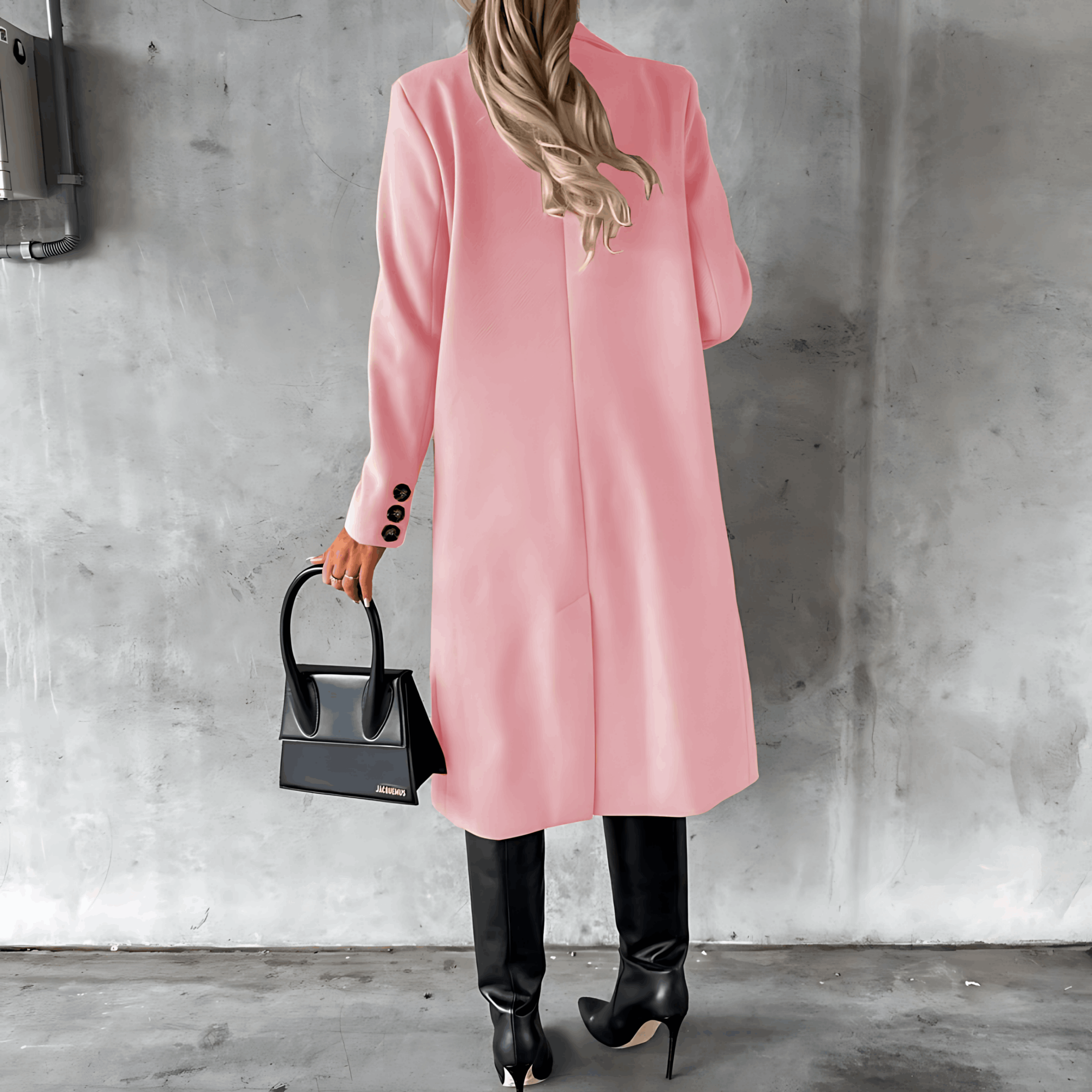 Alta – Lange elegante Smart-Casual-Jacke mit Knöpfen und hohem Kragen