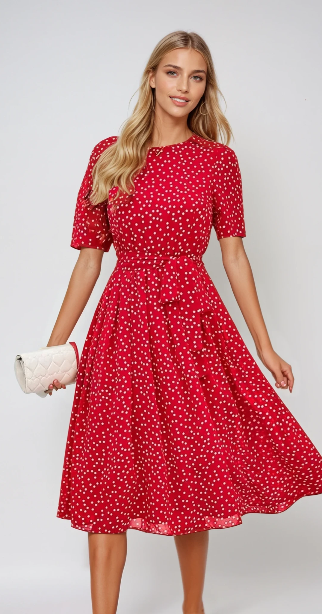 ALOSE – Bedrucktes Kleid mit Rundhalsausschnitt und kurzen Ärmeln