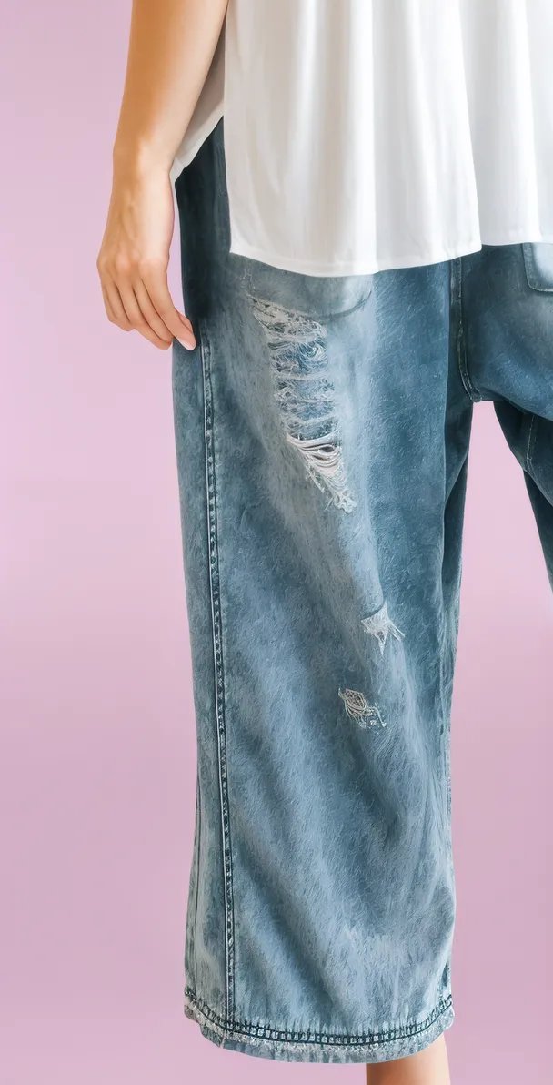Damen Jumpsuit Zerrissene Denim Overall Entspanntes Fit Verstellbare Träger Slouchy Passform-6