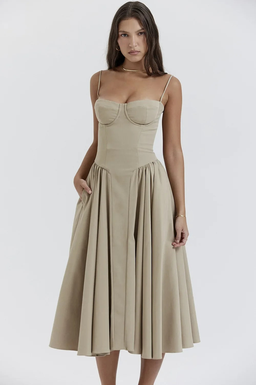 MAYA – Chic Corsagen-Midi-Sommerkleid für besondere Anlässe