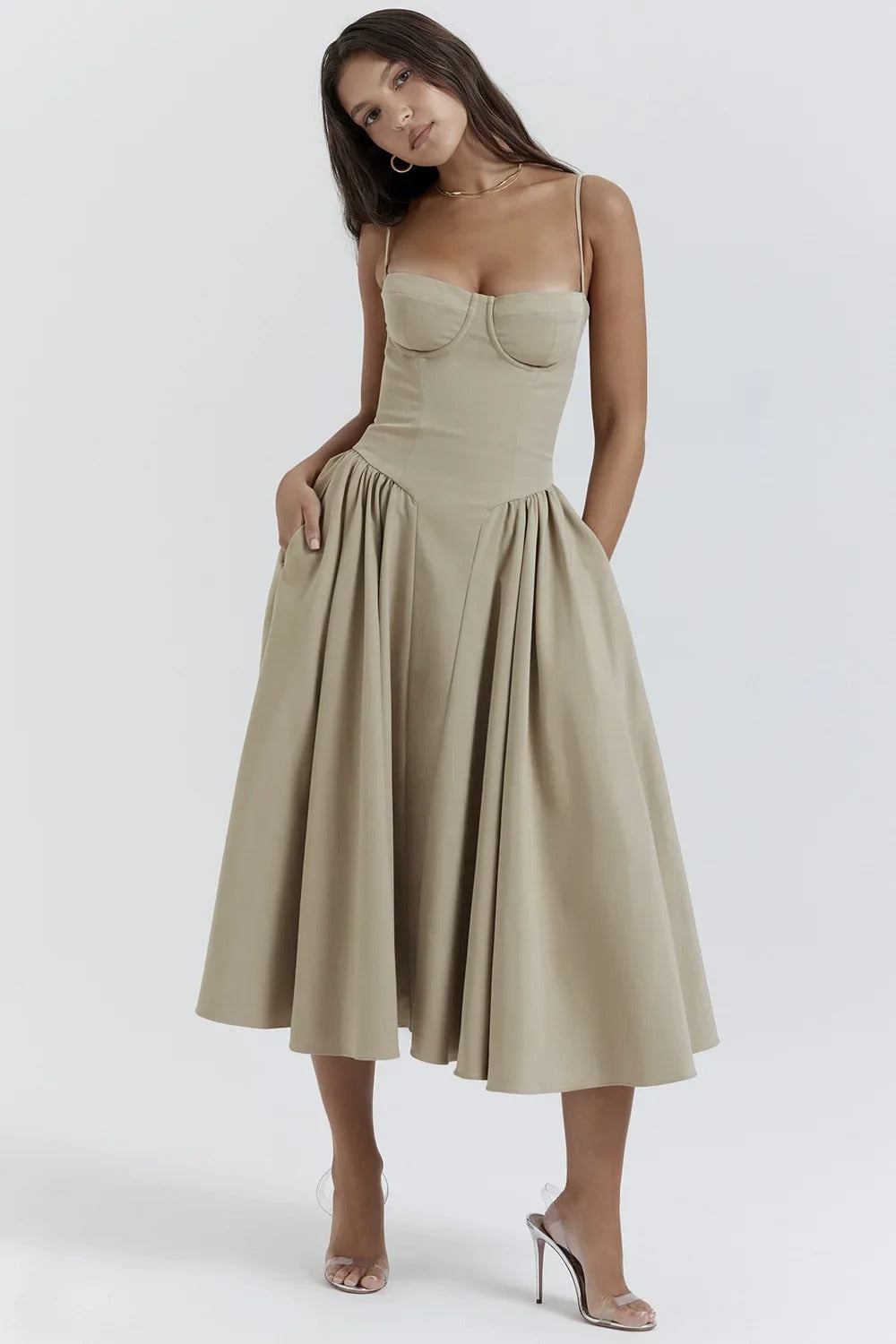 MAYA – Chic Corsagen-Midi-Sommerkleid für besondere Anlässe