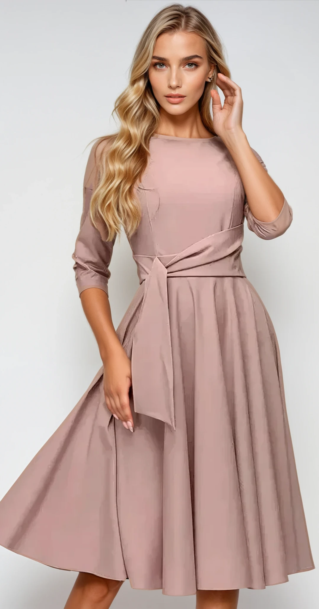 ISLA – Elegantes Midi-Kleid mit Schleifendetail