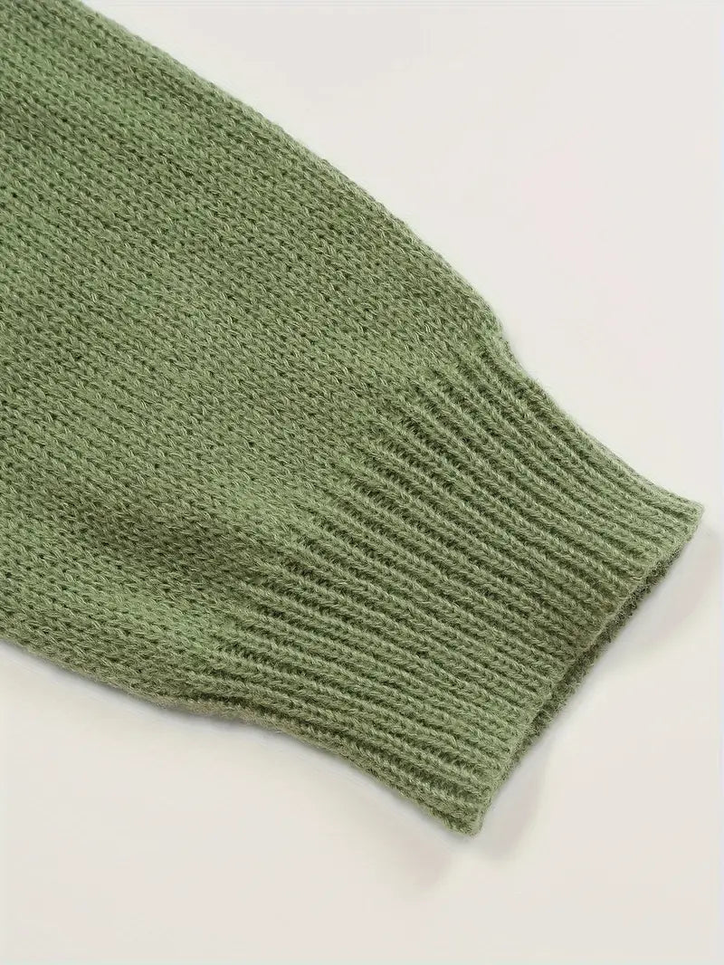 Herrenpullover Langarm Grün Weiß Grafischer Druck Baumwolle/Acryl-4