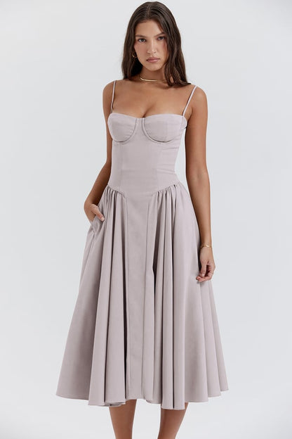 MAYA – Chic Corsagen-Midi-Sommerkleid für besondere Anlässe