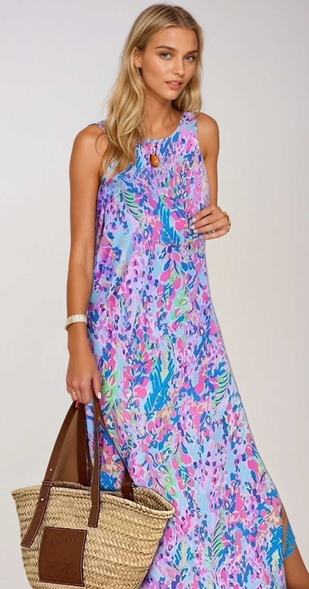 SAVANNA – Midi Kleid mit Schlitz und Druckmuster