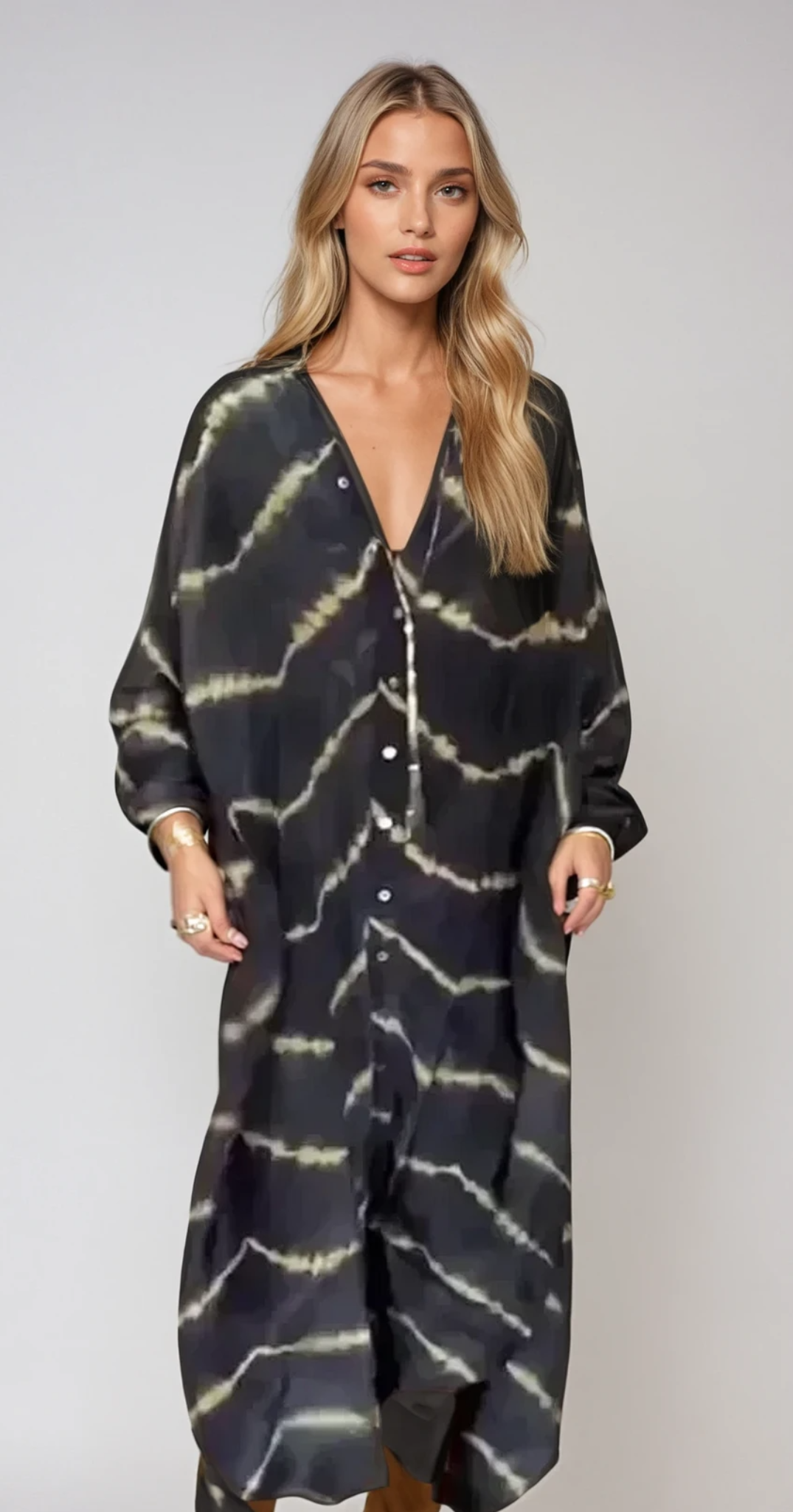 AVA – Lockere V-Ausschnitt Maxikleid für Sommerstyle