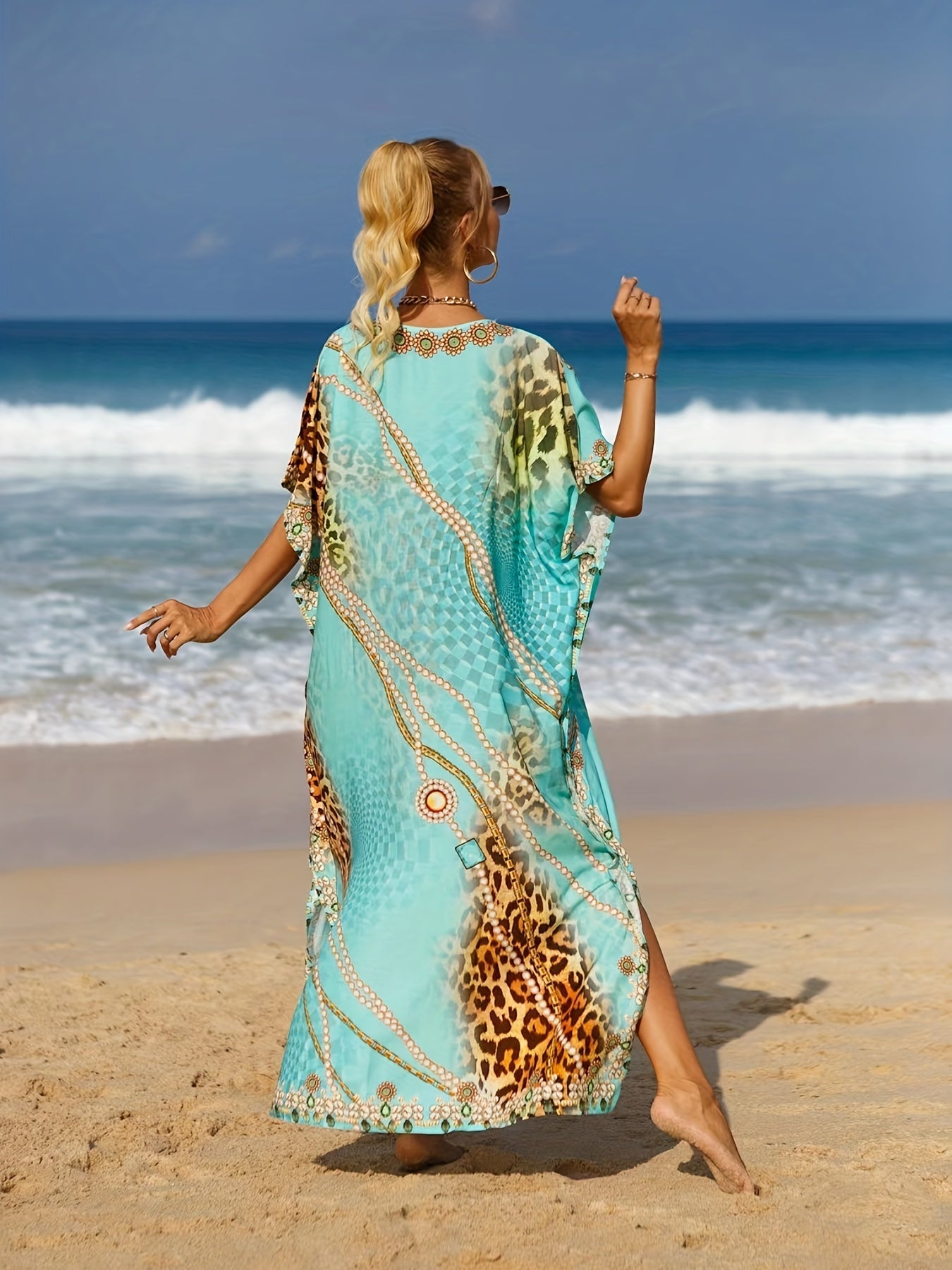 LYRA – Leoparden Blumen Maxi Kleid für Sommerlooks