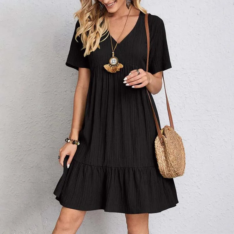 LEILA – V-Ausschnitt Mini Kleid aus leichtem Stoff