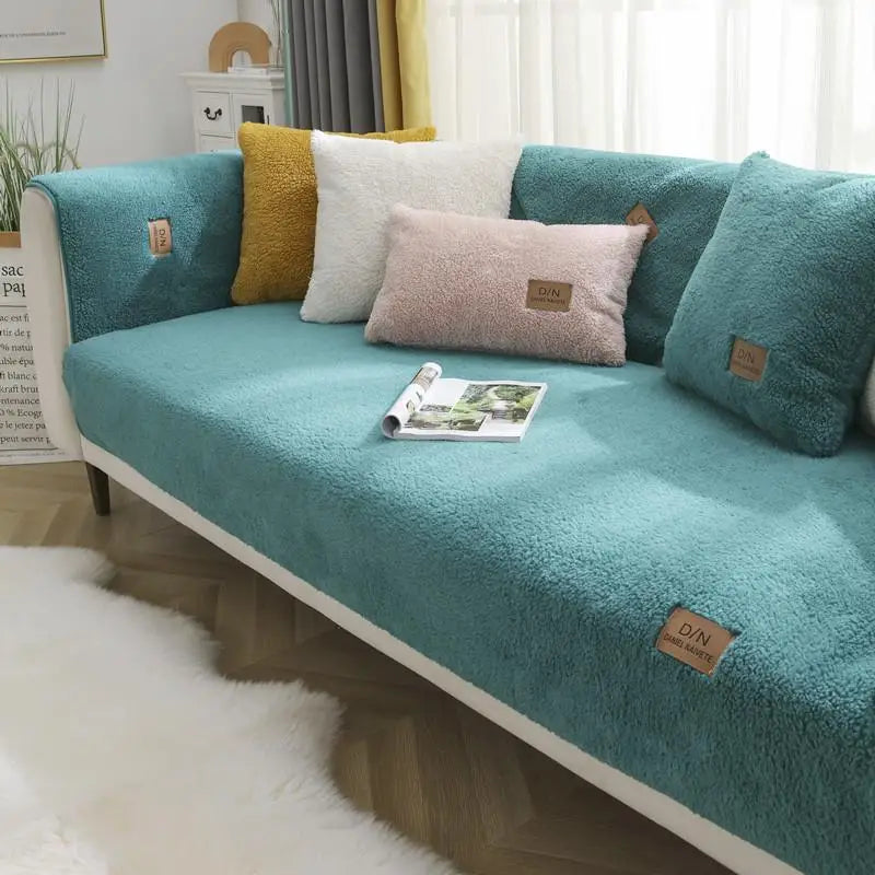 Wasserdichte Sherpa-Fleece-Sofaabdeckung mit Rutschfester Unterseite - Dicke und Pflegeleichte Couchdecke in Verschiedenen Größen-4