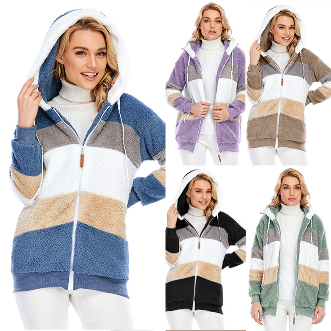 Veerle - Winterlich warm gefütterte Fleecejacke mit Kapuze