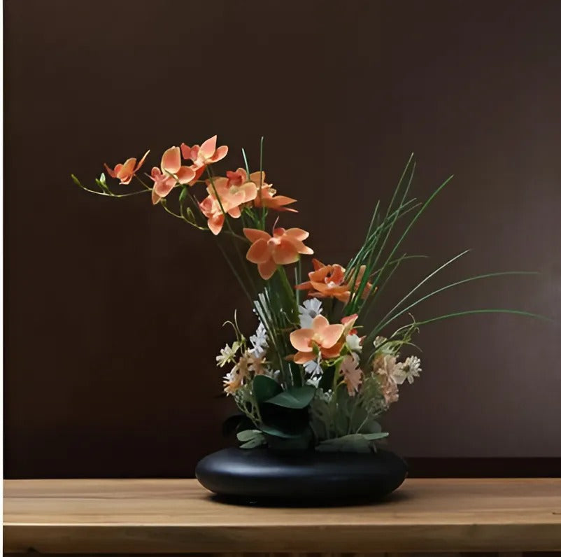 Moderne Keramikvase in Taubenform mit Orchideen-Kunstblumen - 30 cm Hoch, Weiße Vase für Stilvolle Dekoration-2