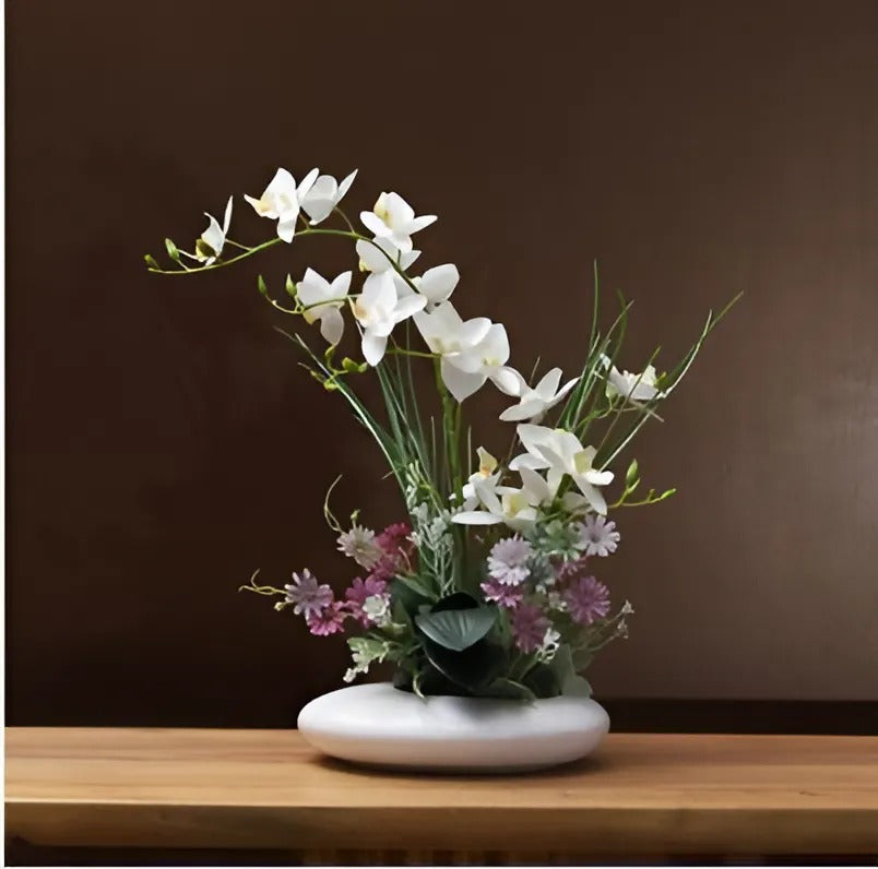 Variant image for Moderne Keramikvase in Taubenform mit Orchideen-Kunstblumen - 30 cm Hoch, Weiße Vase für Stilvolle Dekoration-6