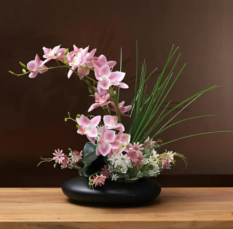 Moderne Keramikvase in Taubenform mit Orchideen-Kunstblumen - 30 cm Hoch, Weiße Vase für Stilvolle Dekoration-6