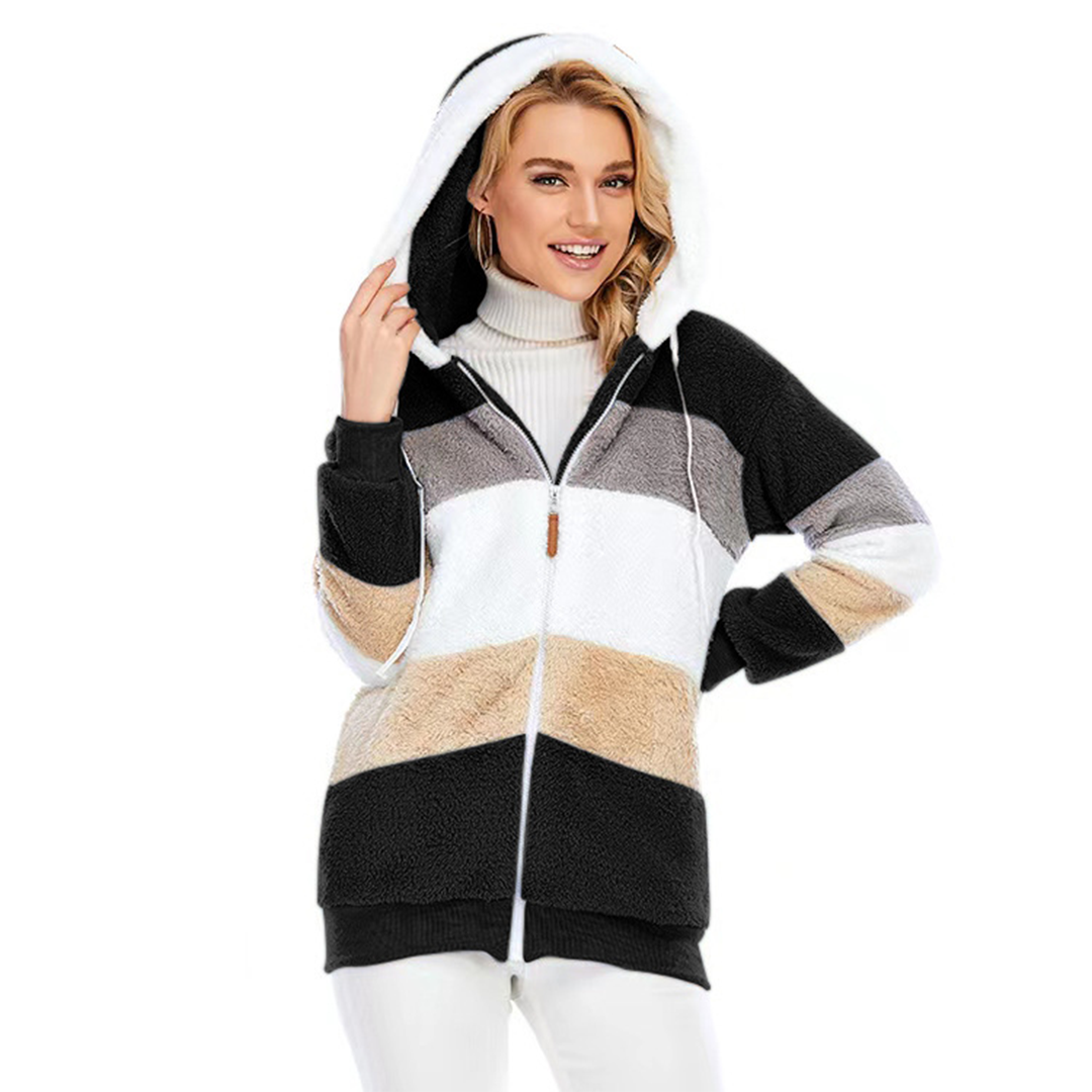 Veerle - Winterlich warm gefütterte Fleecejacke mit Kapuze