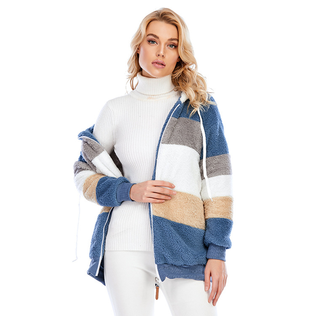 Veerle - Winterlich warm gefütterte Fleecejacke mit Kapuze