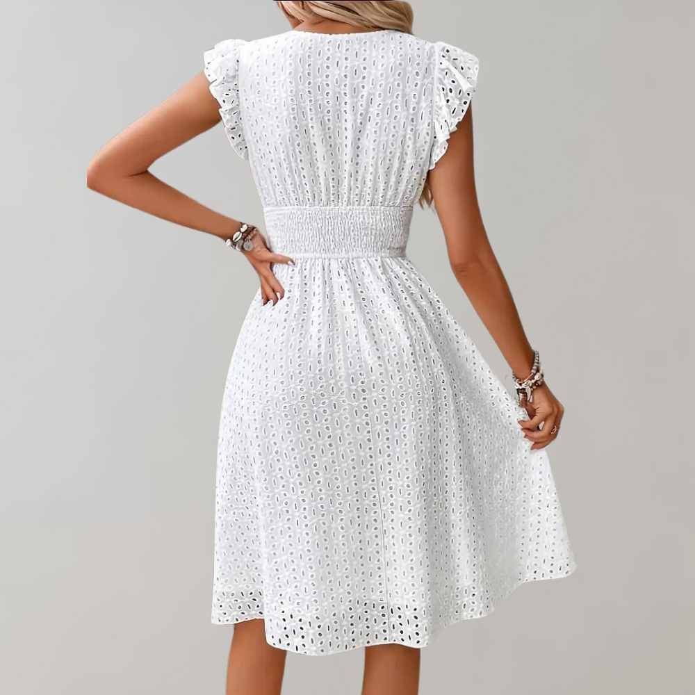LONA – Kurzes Weißes Sommerkleid aus Baumwolle