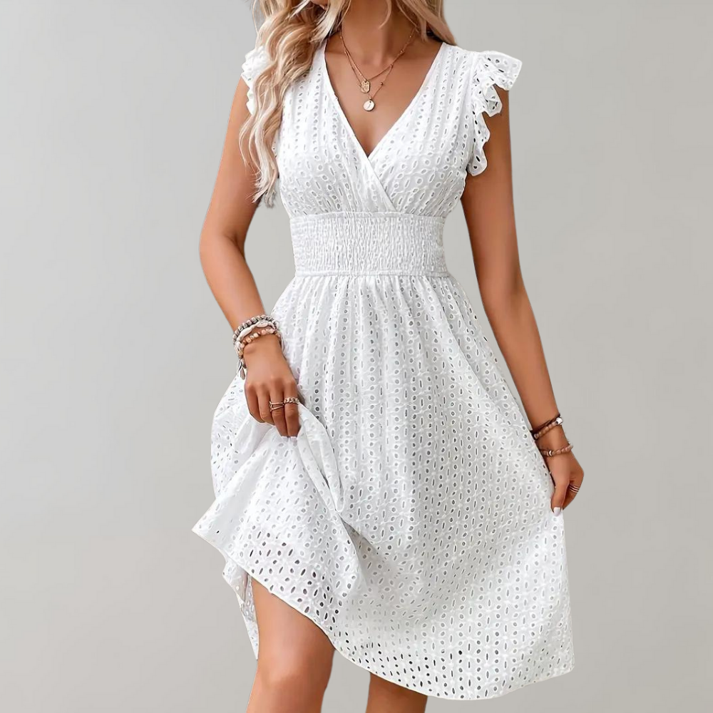 LONA – Kurzes Weißes Sommerkleid aus Baumwolle
