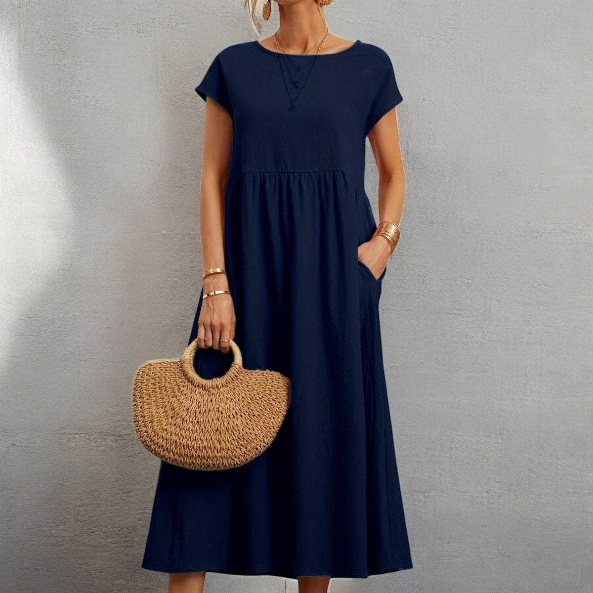CAMELL – Lässiges Sommerkleid mit Rundhalsausschnitt