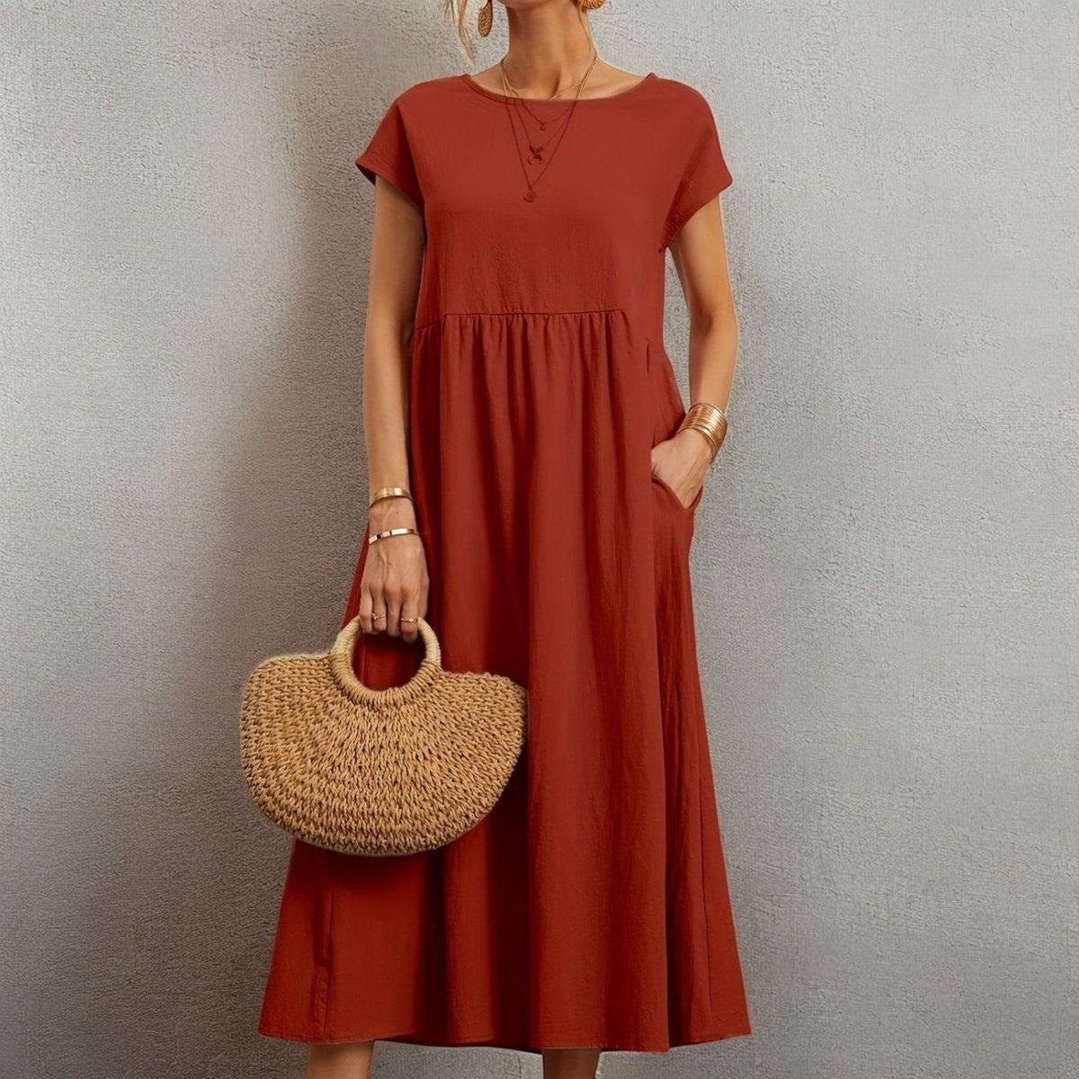 CAMELL – Lässiges Sommerkleid mit Rundhalsausschnitt