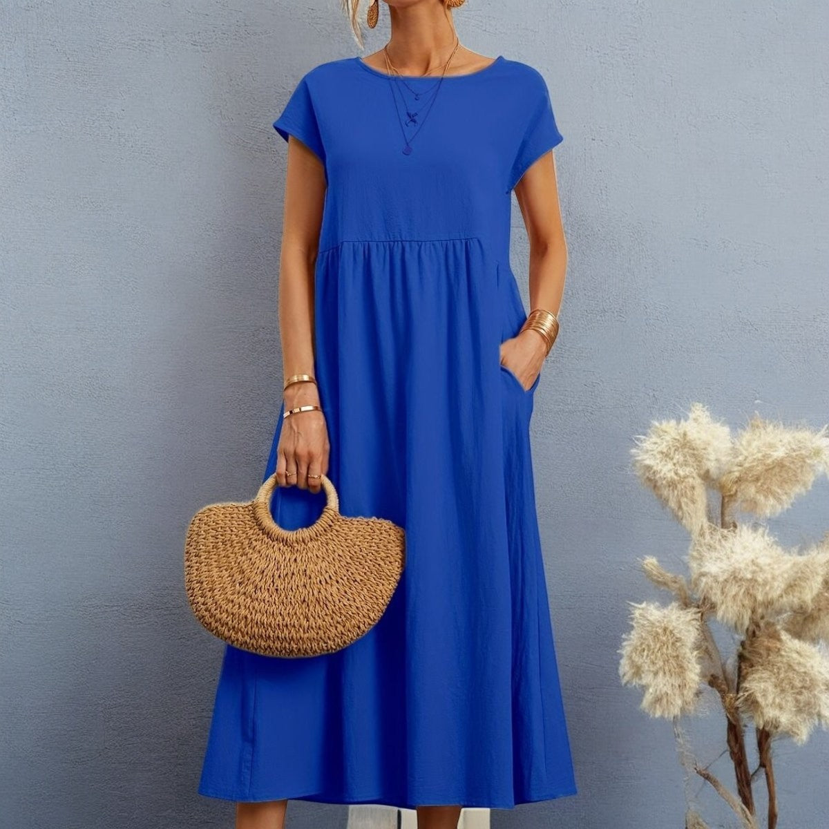 CAMELL – Lässiges Sommerkleid mit Rundhalsausschnitt