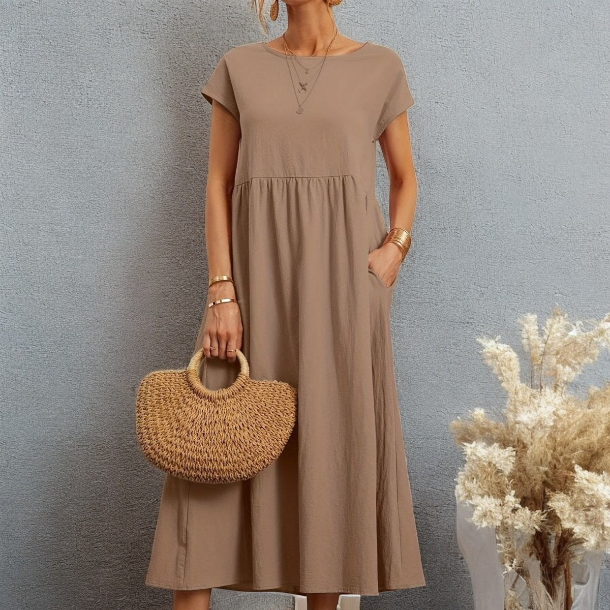 CAMELL – Lässiges Sommerkleid mit Rundhalsausschnitt